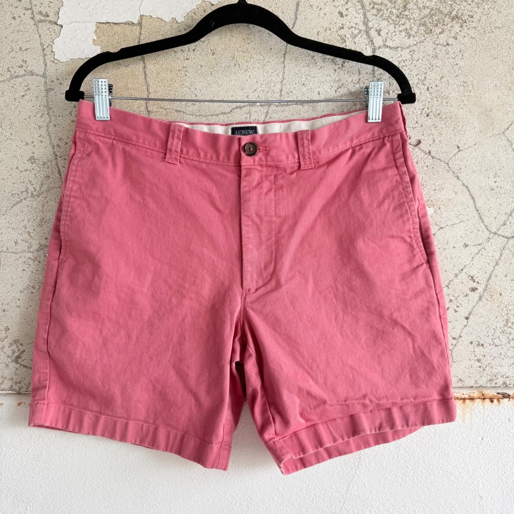 J.Crew Chino Shorts Mens 32 Pink Stretch Cotton Flat Front Casual Preppy Summer